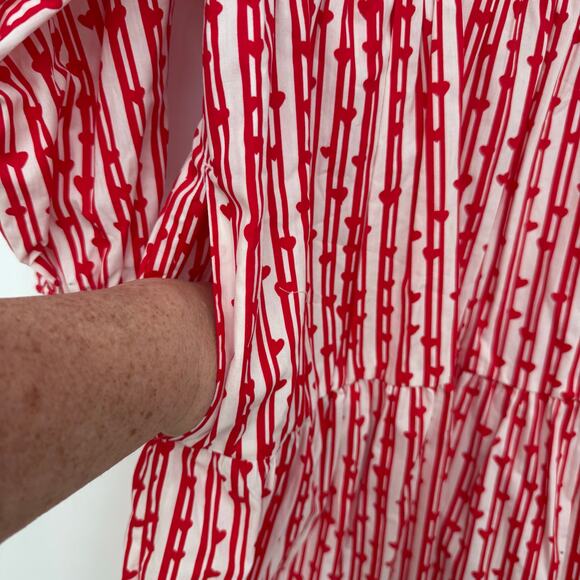 NWT Maeve Anthropologie The Bettina Tiered Mini Shirt Dress Women's Size S Red - Picture 7 of 12